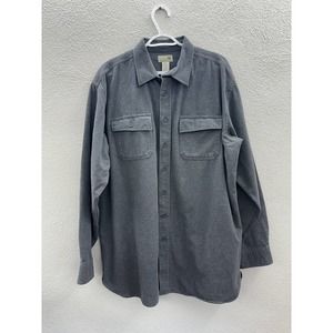 L.L Bean Mens Flannel Shirt Size XL-Tall Gray Long Sleeve Button Down Collared